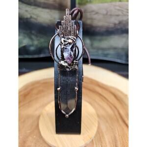 Healing Quartz Crystal Necklace W/Leather Cord